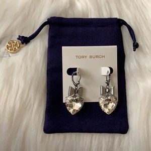 Tory Burch Silver Heart Earrings